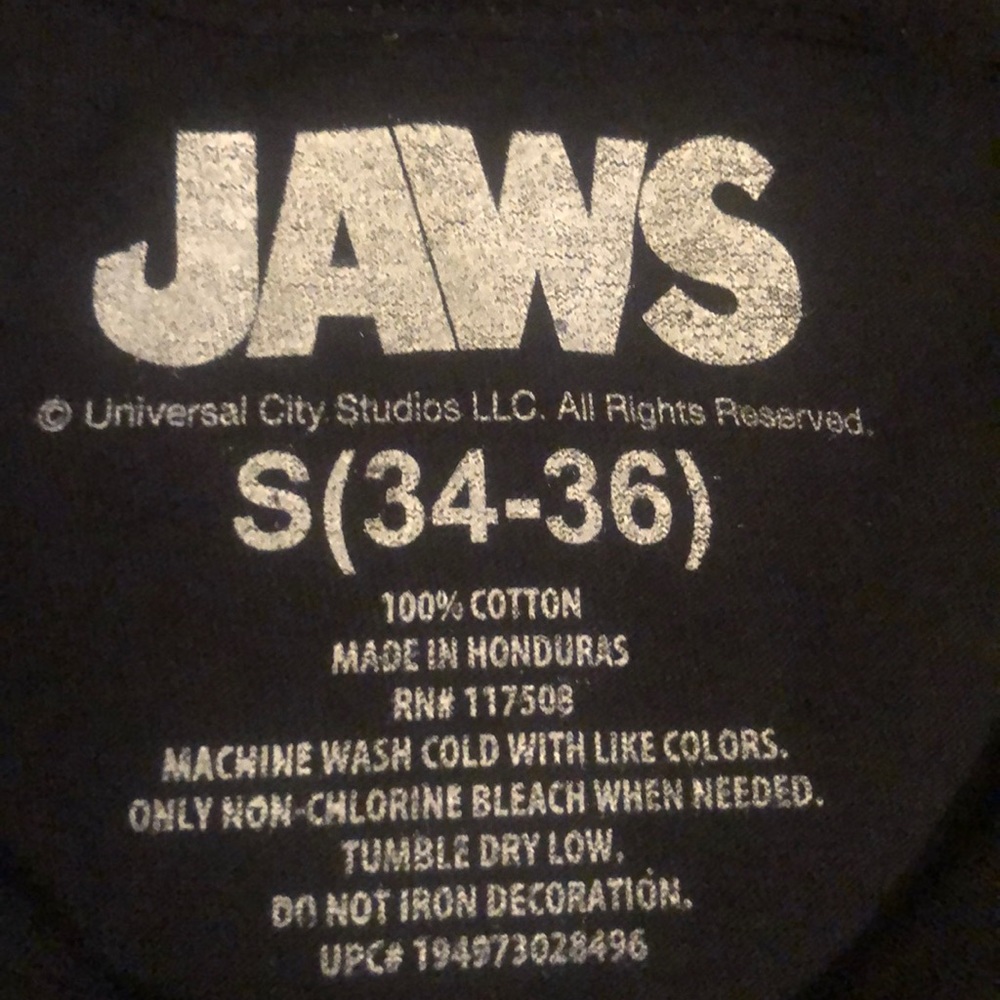 Jaws NWOT SIZE Small (34-36) T-Shirt Black - Picture 4 of 5